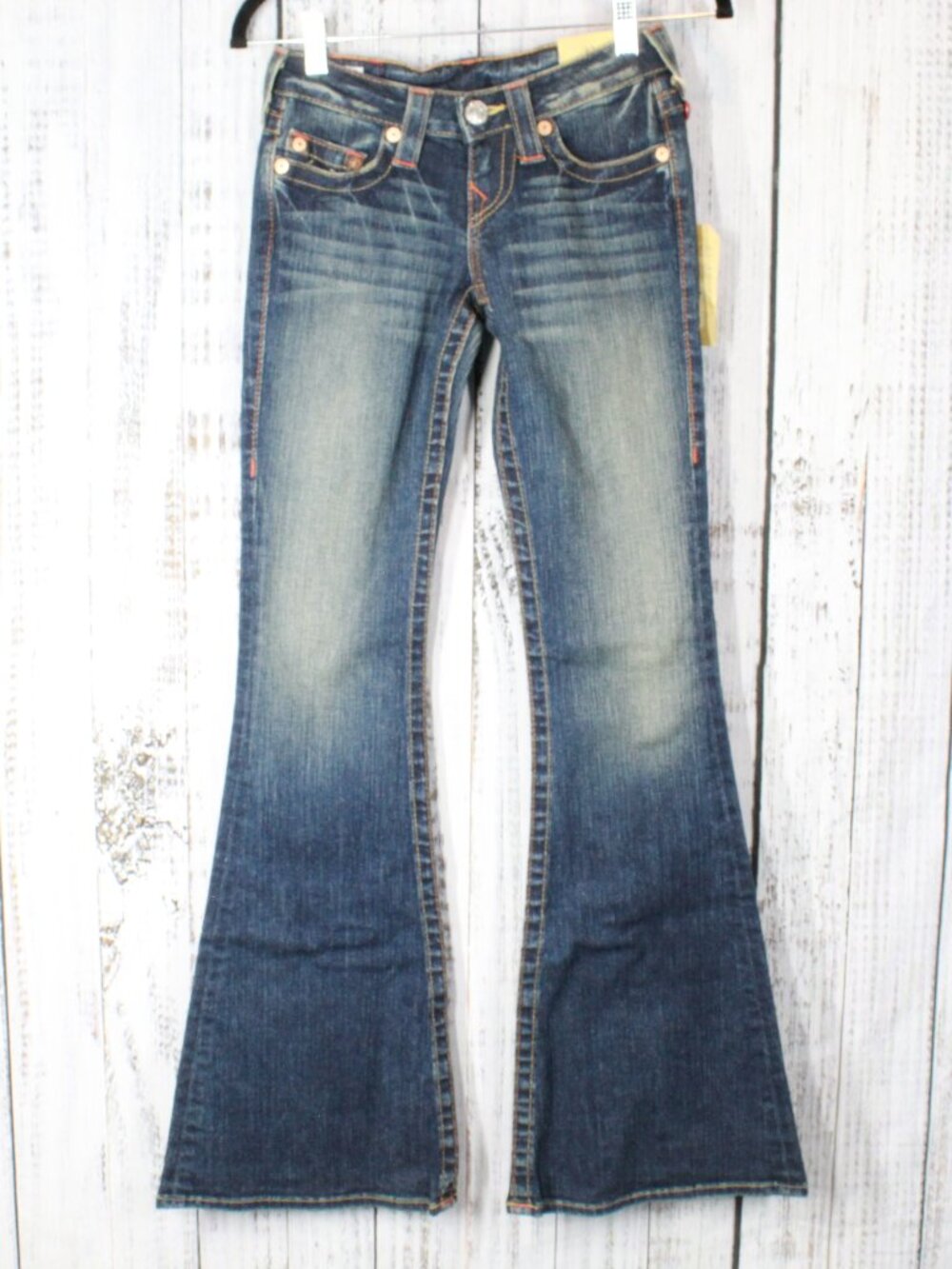 NWT True Religion Carrie Core Vintage Flare Jeans Blue Storm Size 23 Low Rise